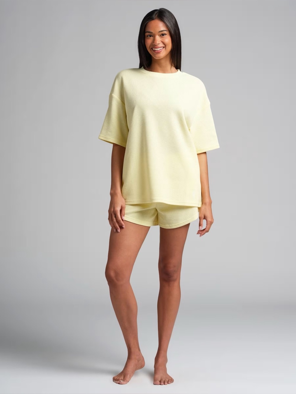 Waffle Lounge Set - Buttercream (Top, Shorts, and Pants) - Picture 2 of 6